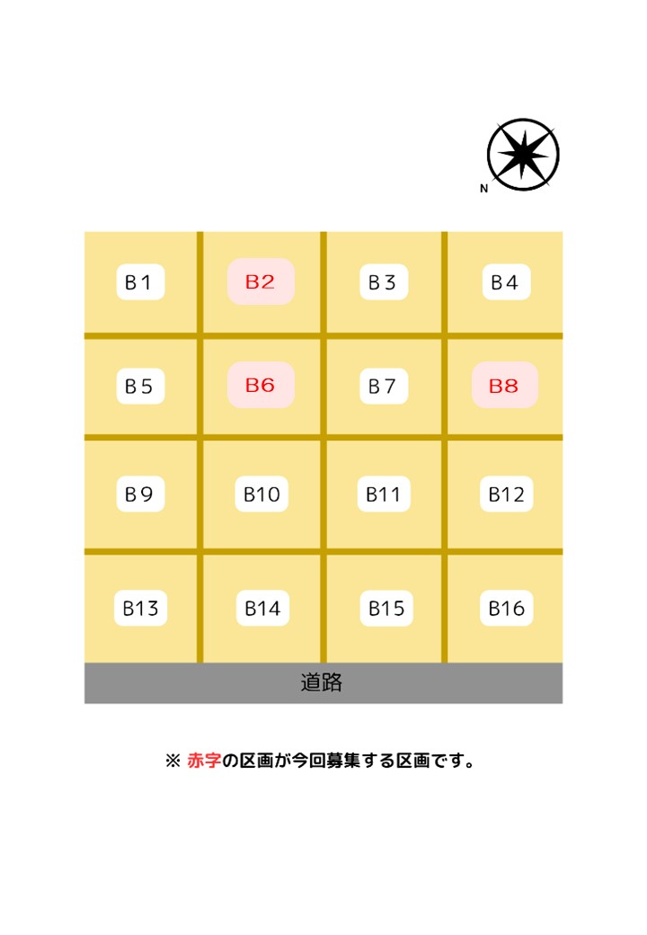 ふれあい農園(菩提寺B)募集区画マップ