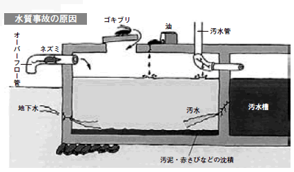 水質事故の原因のイラスト