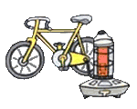 自転車、ストーブのイラスト