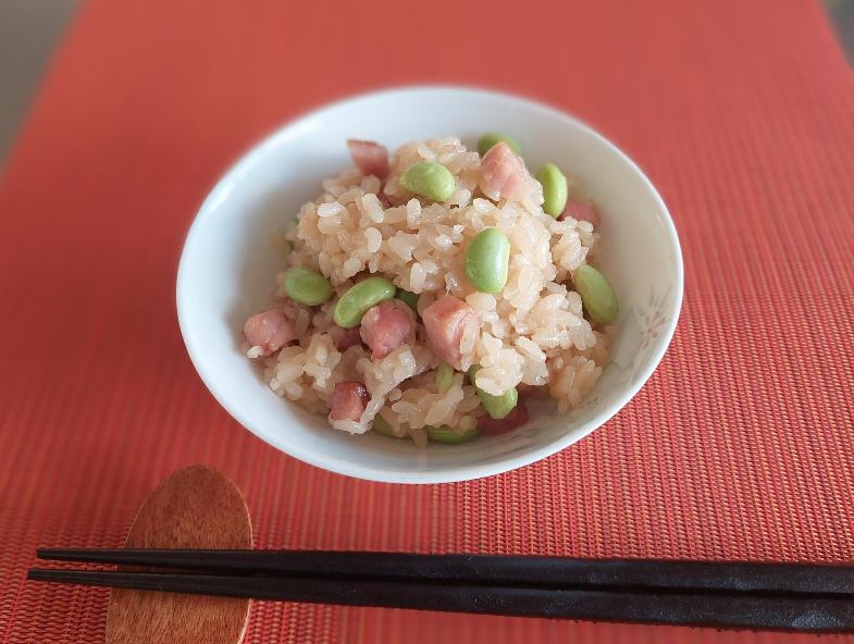 焼き豚と枝豆のおもちde中華おこわ