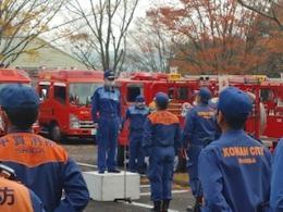 11月13日湖南市消防団全団訓練の様子